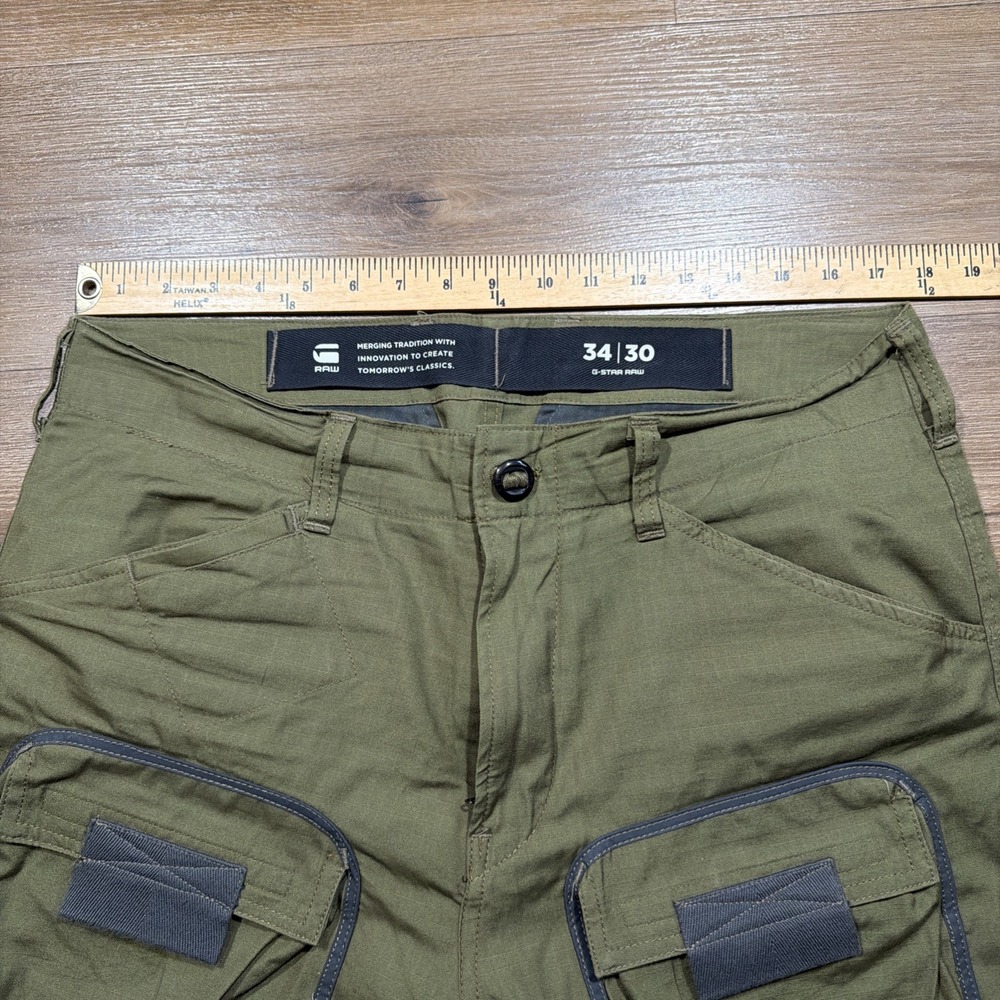 G-Star Raw 3D Straight Tapered Cargo Ripstop Pants Men's 34 x 30 Olive & Gray - Picture 8 of 11